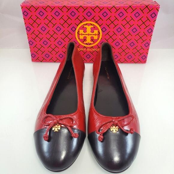 NWT$325 Tory Burch Cap Toe Ballet Flats in Brick Lane/Coco color Sz 7.5 - Picture 2 of 16